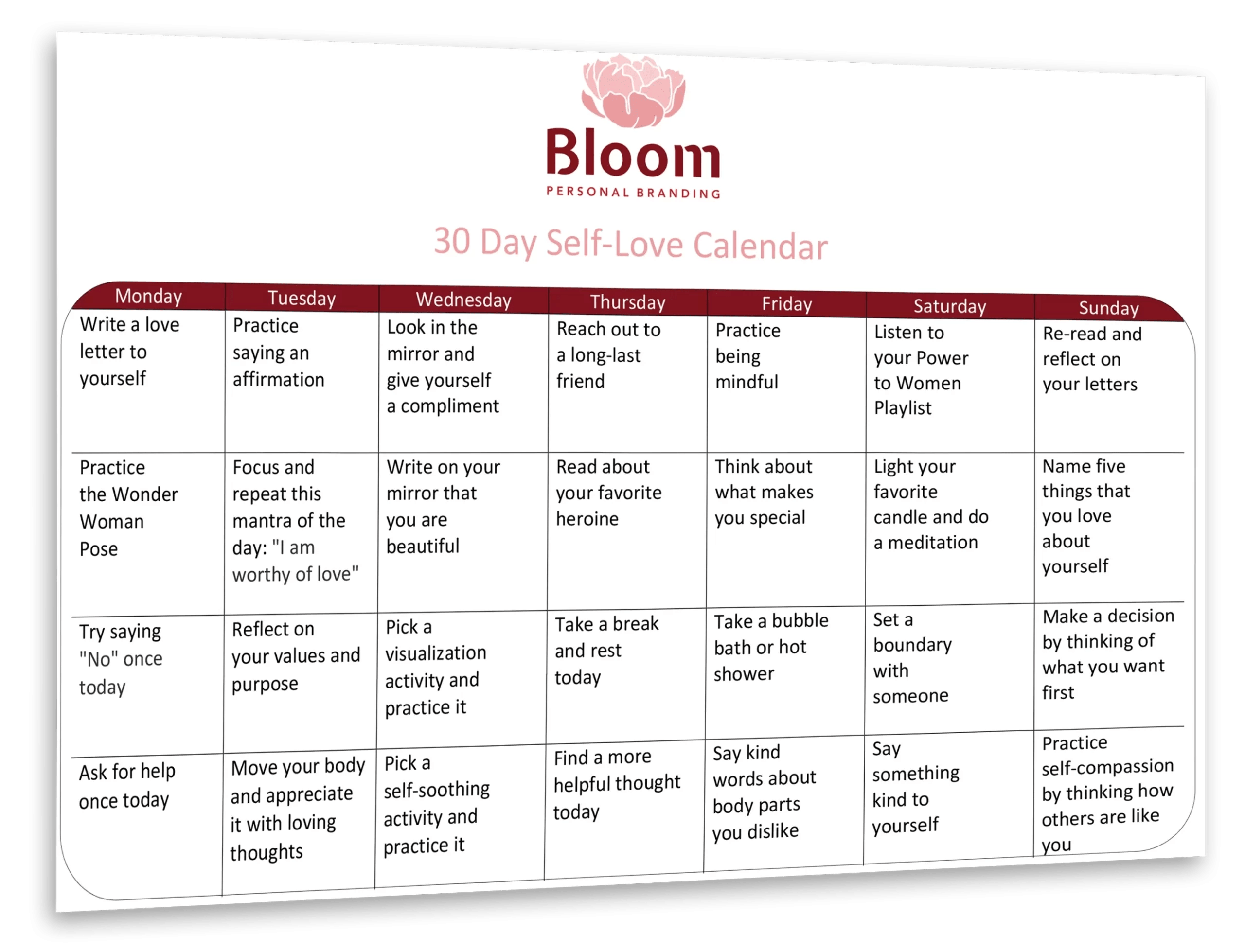Self Love Calendar Bloom Personal Branding SelfLoveCalendar_graphic_vs1-scaled-e1666295508663 Resources